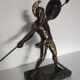 Large statue of Achilles, Greek warrior, marble base, ancient mythology.