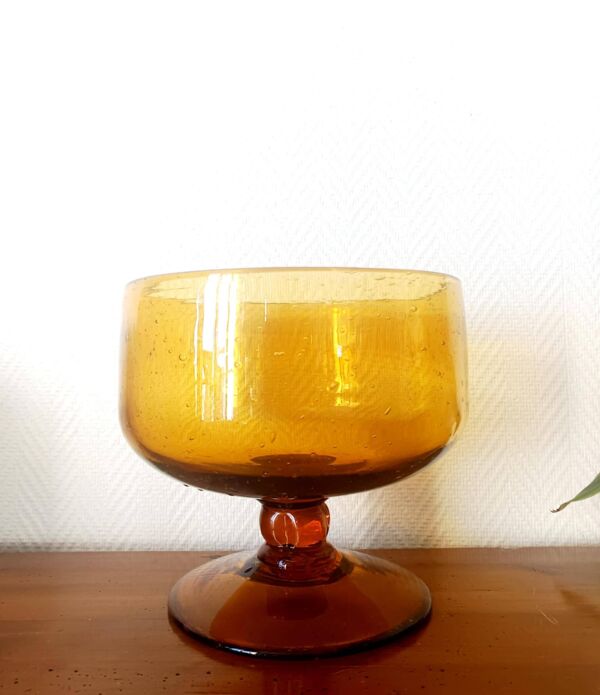Grande coupe centre de table en verre bullé Biot 25 cm