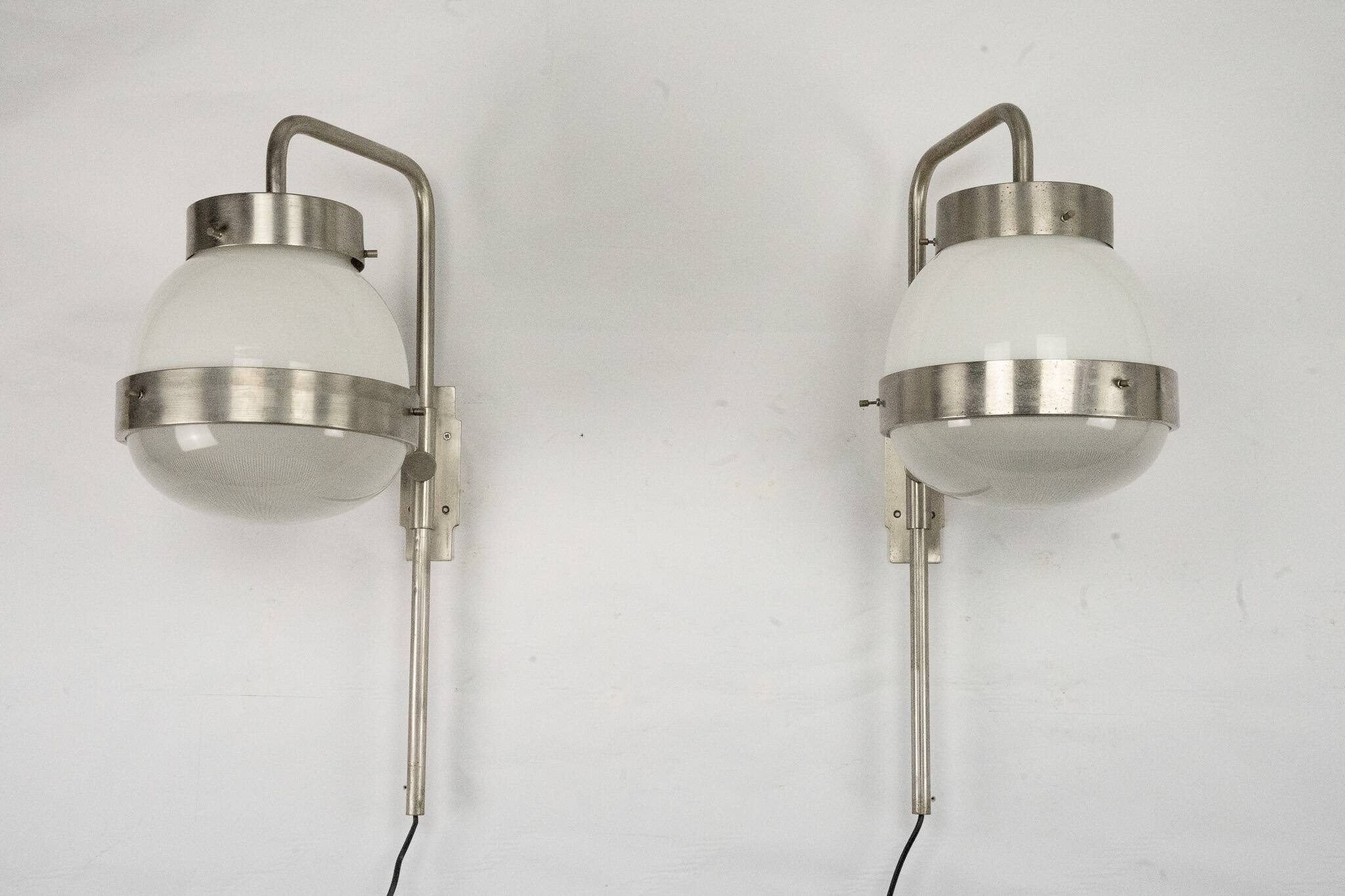 Pair of Delta wall lamps by Sergio Mazza for Artemide. Italy 1960sPair of D