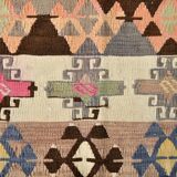 5x10 Long Wide Brown & Pink Tribal Vintage Kilim Rug, 163x298Cm