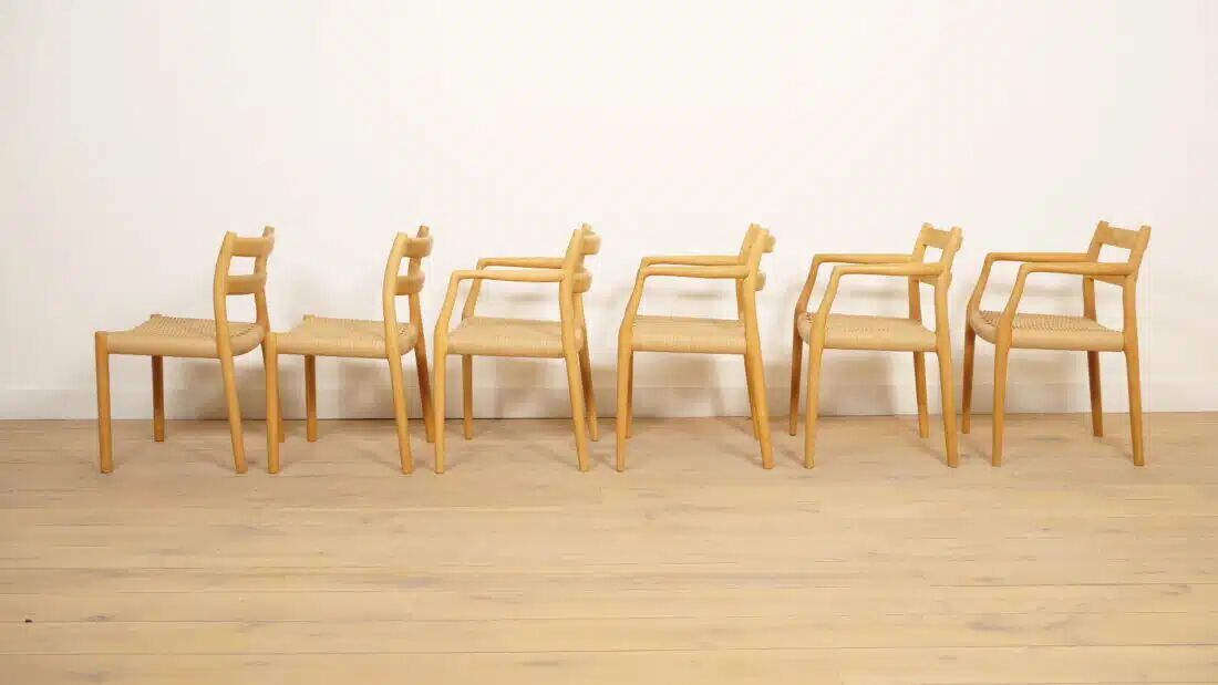 6 x dining chairs | Niels Otto Møller | Model 84 & 67 | Oak | Restored
