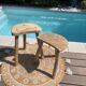 Set of 2 stools brutalist tripod oak/beech