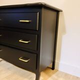 Satin black wooden chest of drawers