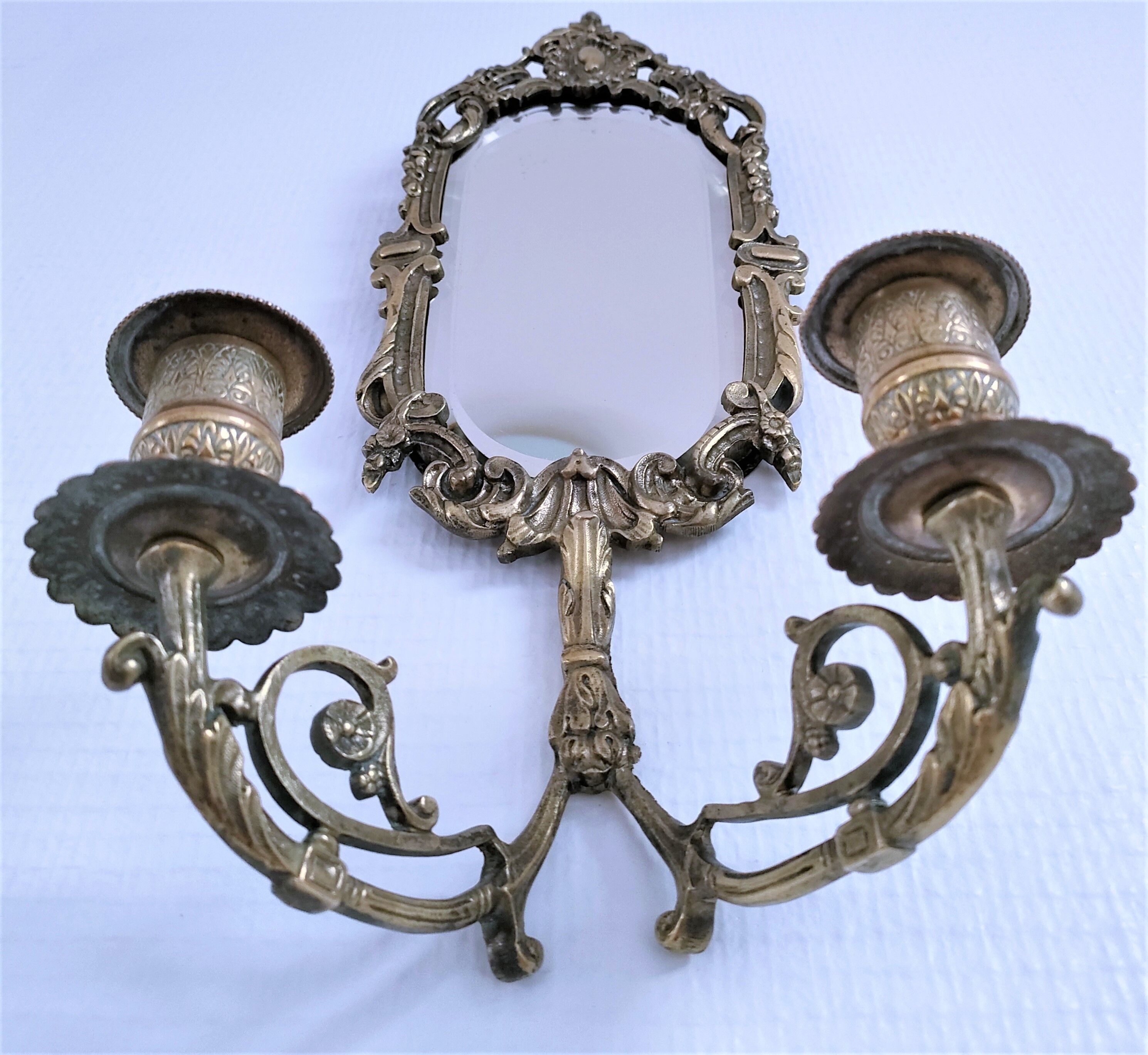 Patinated bronze chandelier mirror early twentieth century