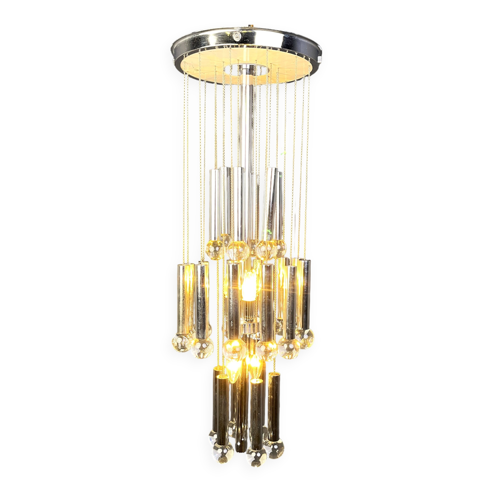 Lustre cascade chromé vintage, années 1970
