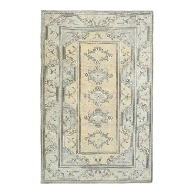 1970s Vintage Turkish Oushak Handmade Wool Cotton Orange Area Rug  170x263