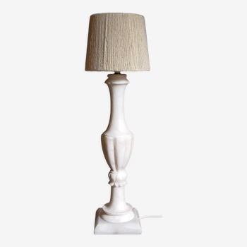 Alabaster table lamp, baluster foot, virgin wool lampshade
