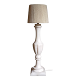 Alabaster table lamp, baluster foot, virgin wool lampshade