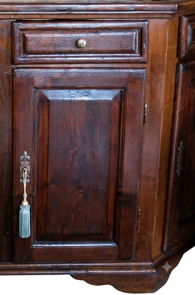 Antique low chamfered sideboard.
