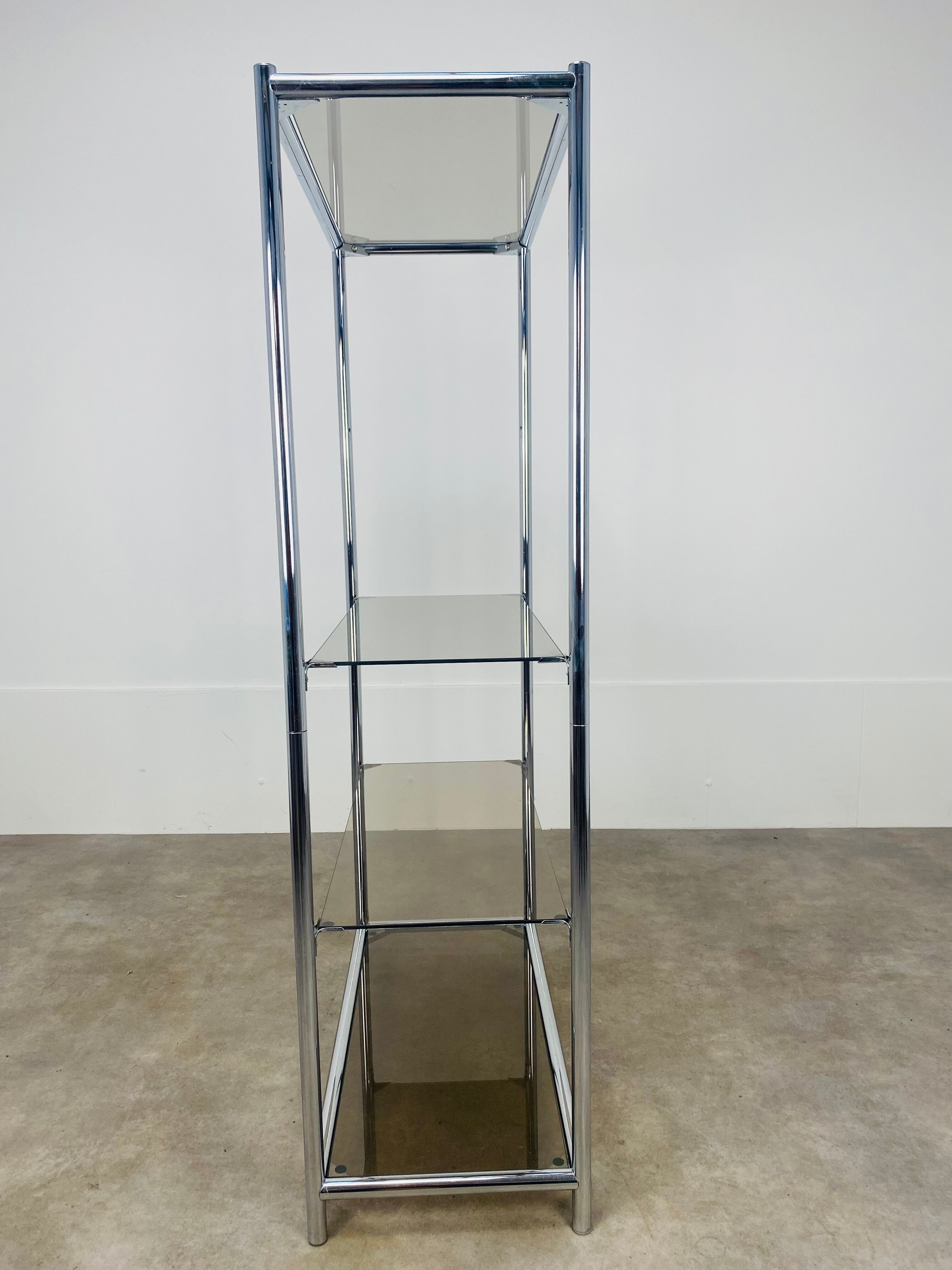 Shelf chrome and smoked glass 70s