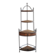 Wrought iron and wood corner unit, vintage corner furniture, corner shelf.