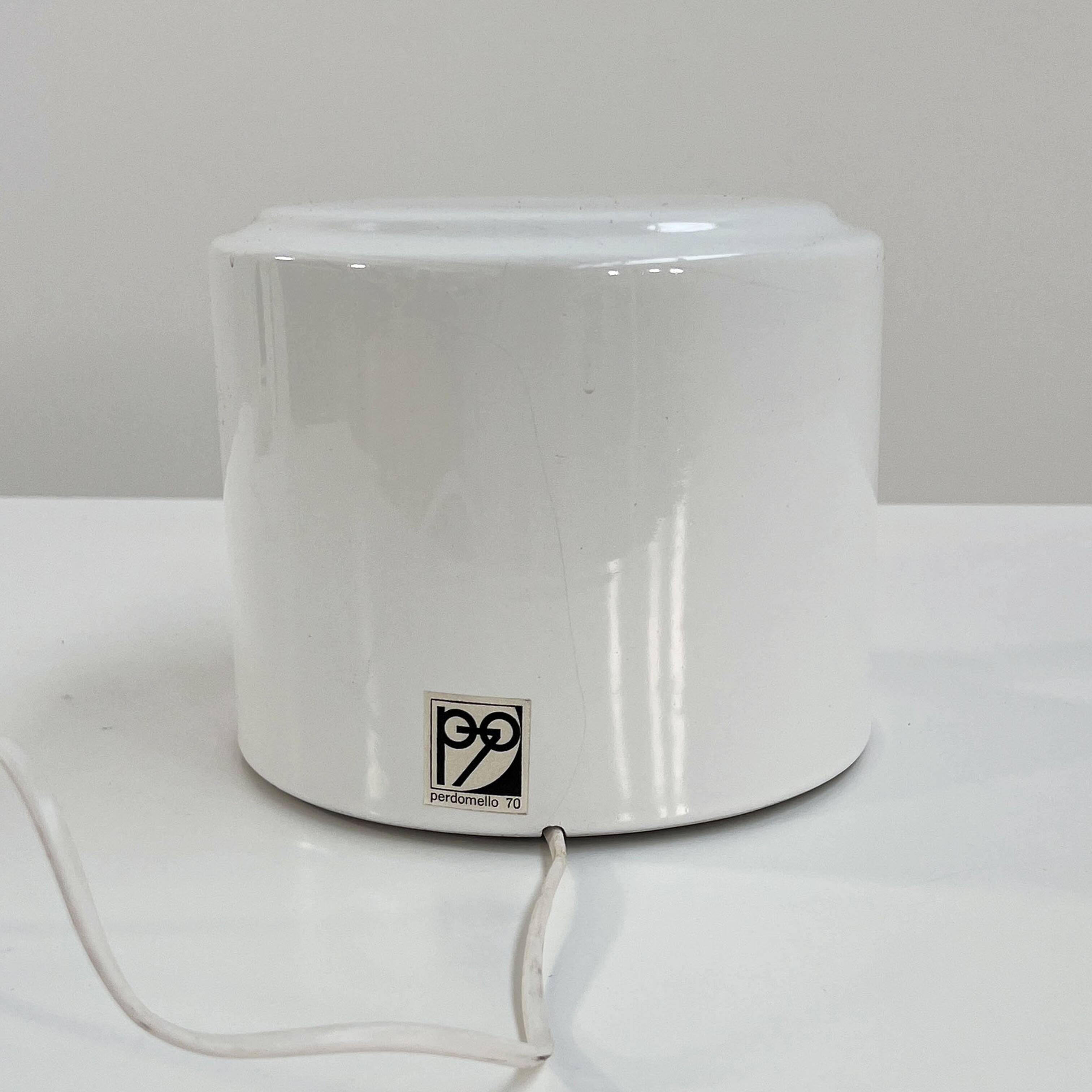White ceramic table lamp by Perdomello 70, 1970