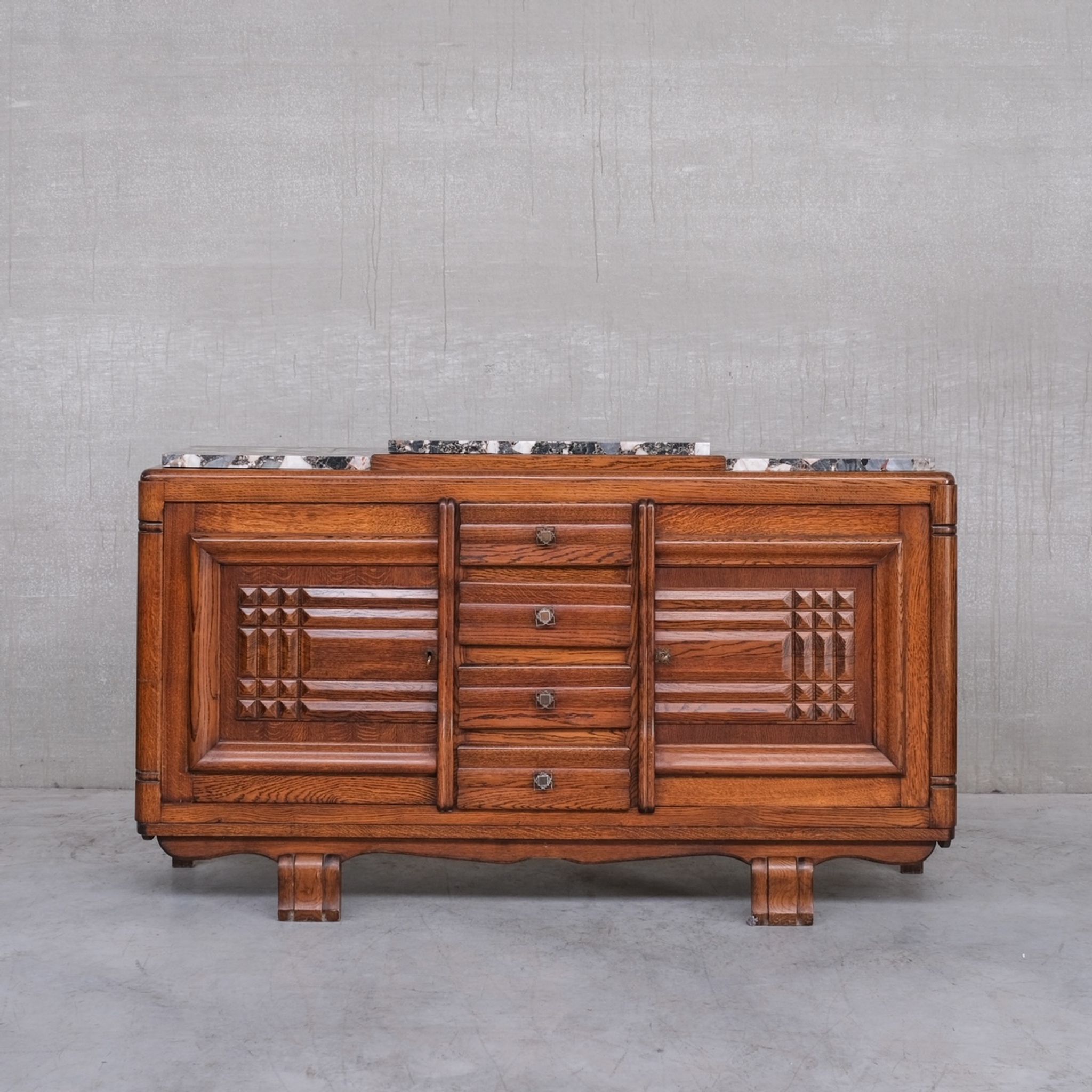 Art Deco French Marble Credenza or Sideboard