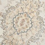 6x10 Cream & Brown Oriental Floral Pattern Vintage Rug, 193x298Cm