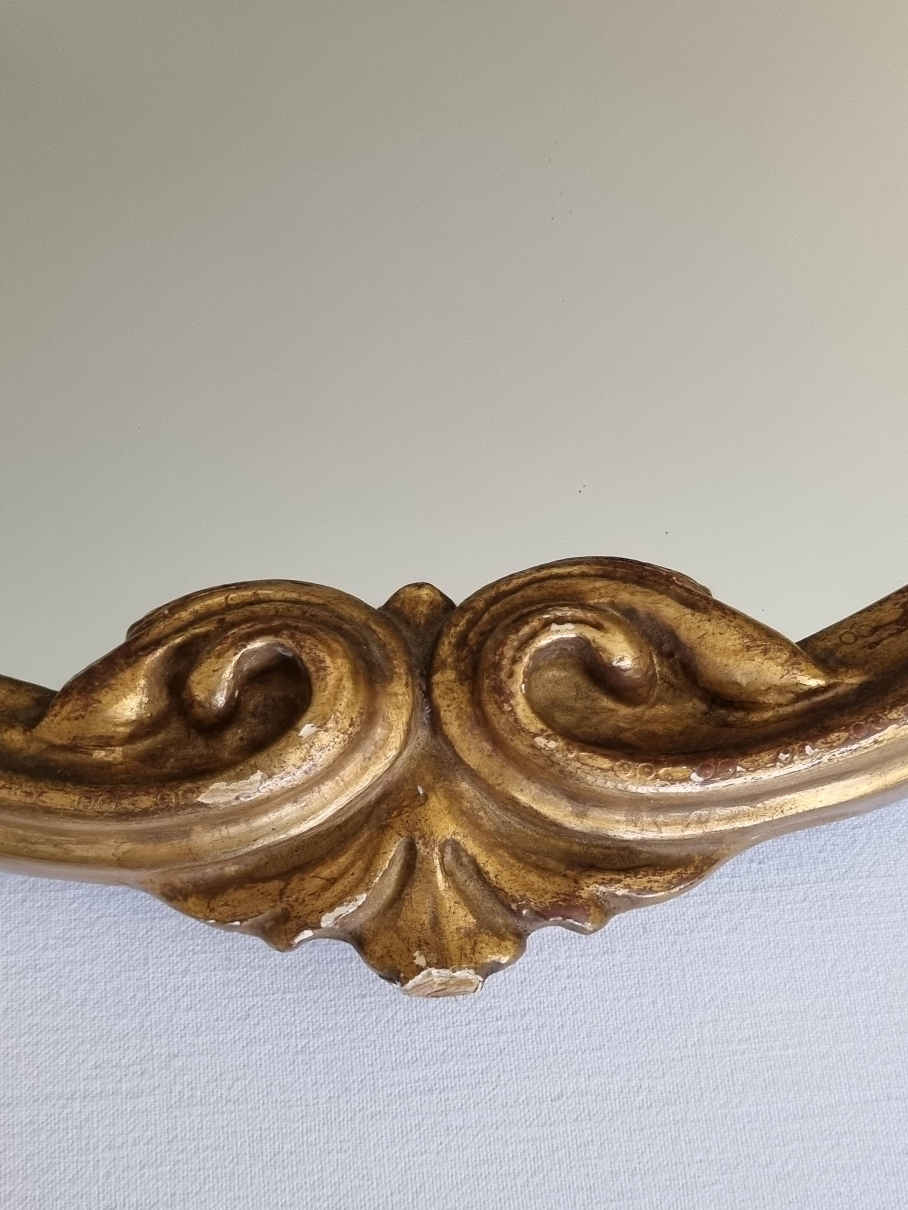 Vintage rocaille style mirror in stucco and wood 80 cm