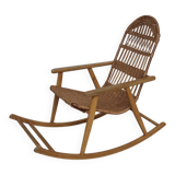 Rocking chair made of wood and wicker by ULUV from Czechoslovakia 1970