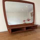 Rare vintage Danish teak mirror with 2 compartments - mid-century mirror
