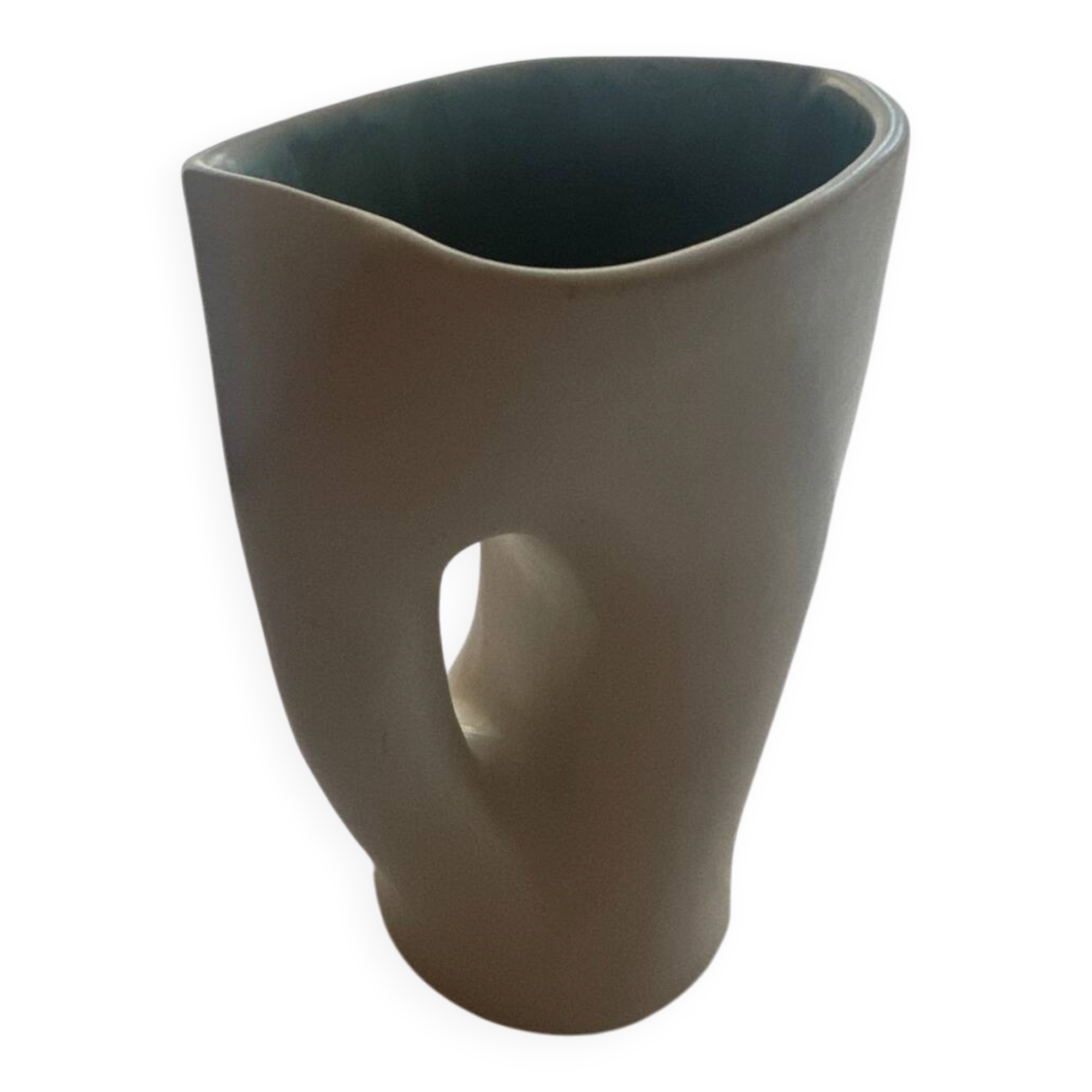 Two-Tone Matte Ceramic Pitcher / Organic Glazed Vintage G. Jouve P.