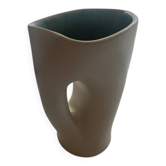 Two-Tone Matte Ceramic Pitcher / Organic Glazed Vintage G. Jouve P.