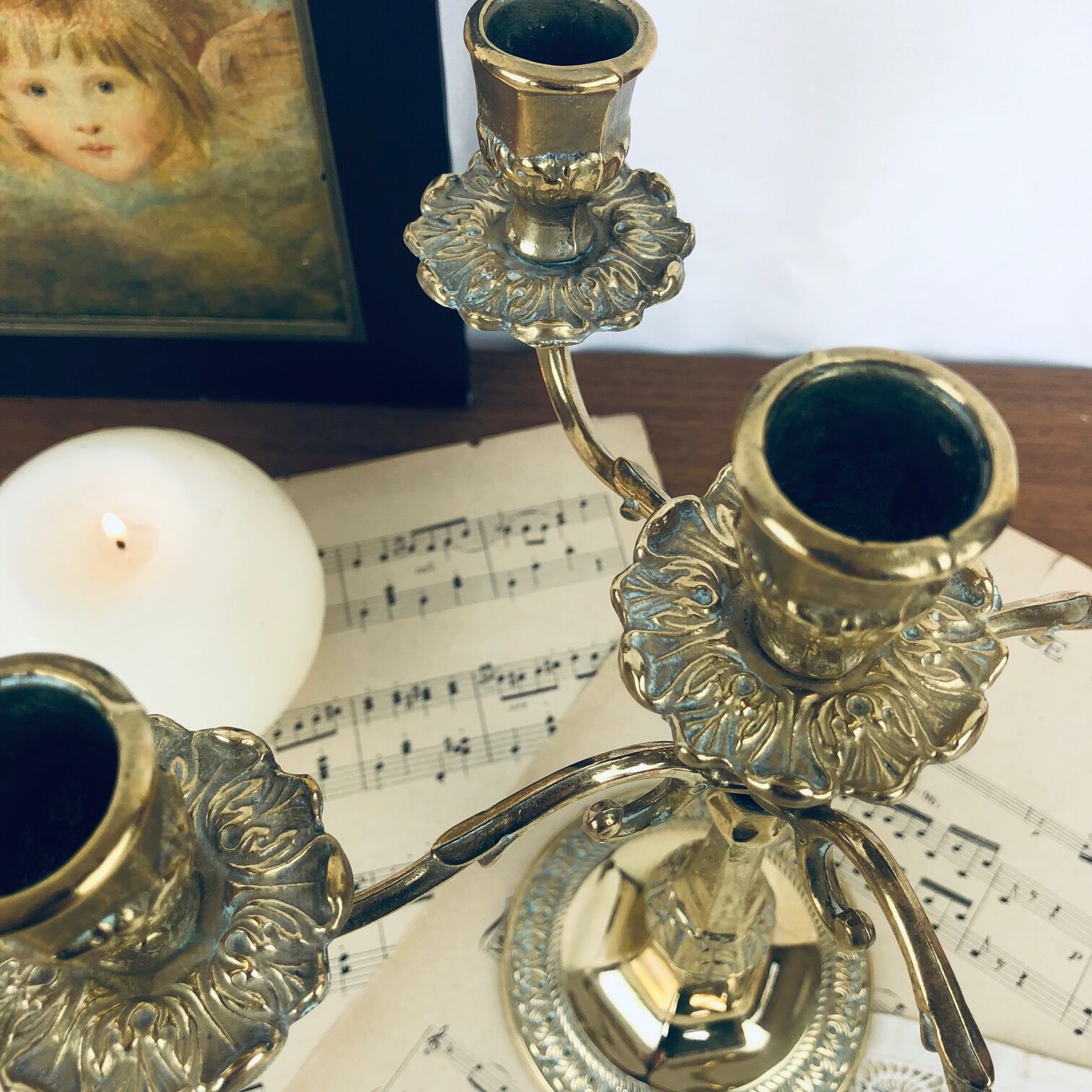 5-branch bronze chandelier