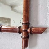 Antique Faux Bamboo Mirror - French Wall Mirror with Chain, 38×44 cm