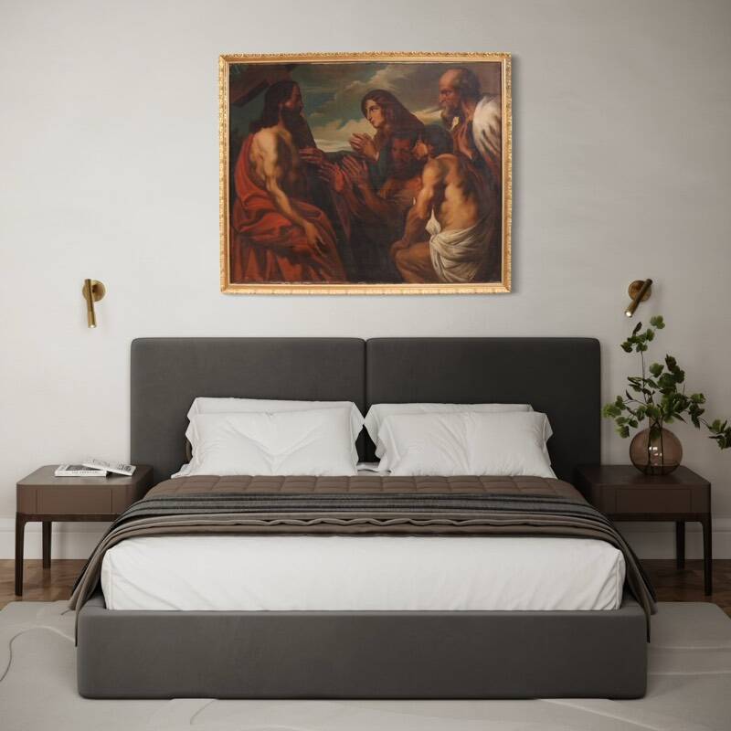 Great 19th-century Flemish painting, Christ Forgiving Penitent Sinners