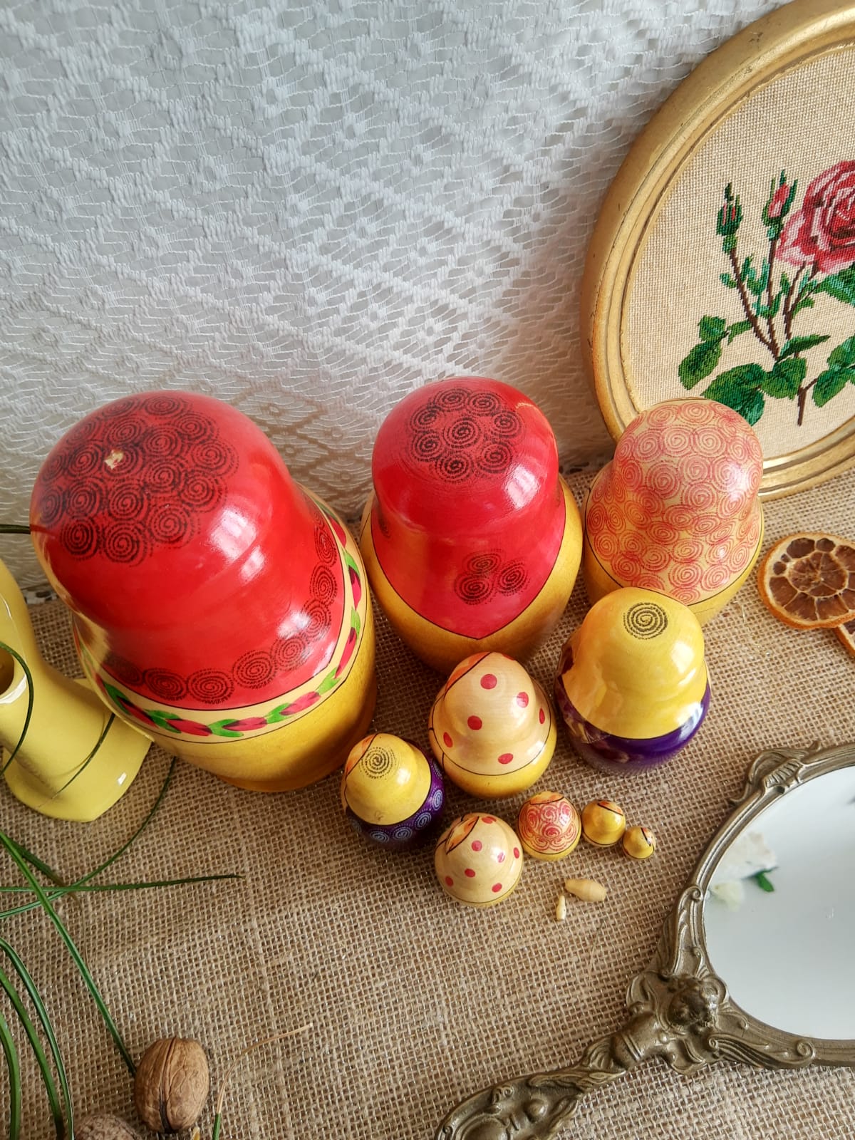 Set of 12 Russian nesting dolls - vintage