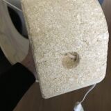 Vintage 70s-80s Lamp - Sculpted Stone Base & Painted Silk Shade