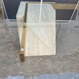 Italian travertine and glass coffee table from the 70s