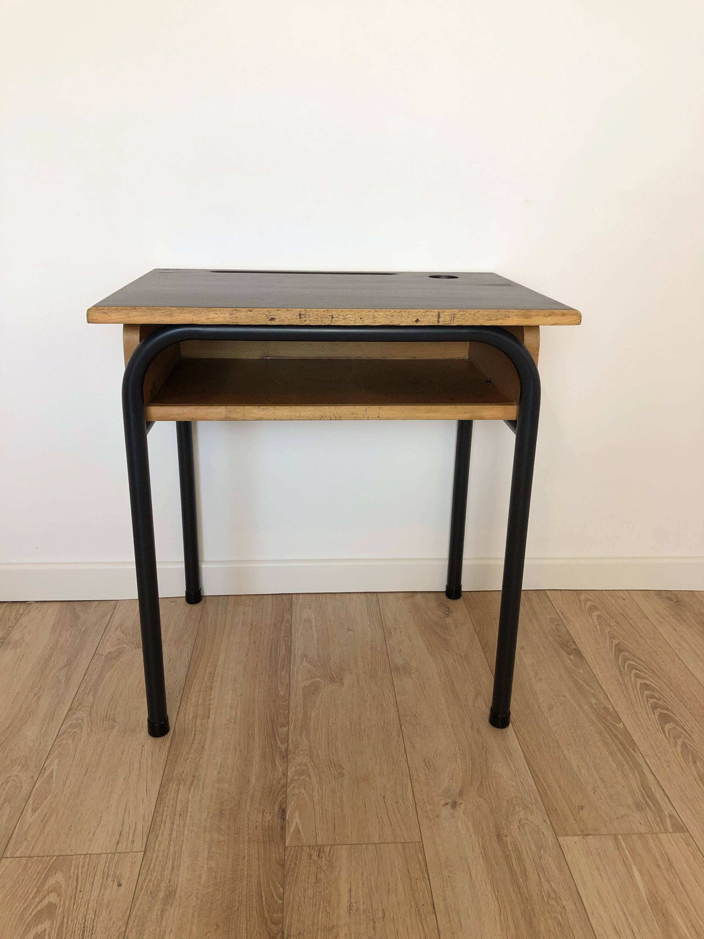 1960s School Desk, New Black