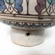 Cup on a ceramic pedestal – blue and turquoise geometric design.