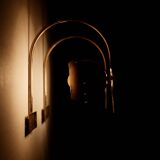 Pair of brass eyeball wall lights