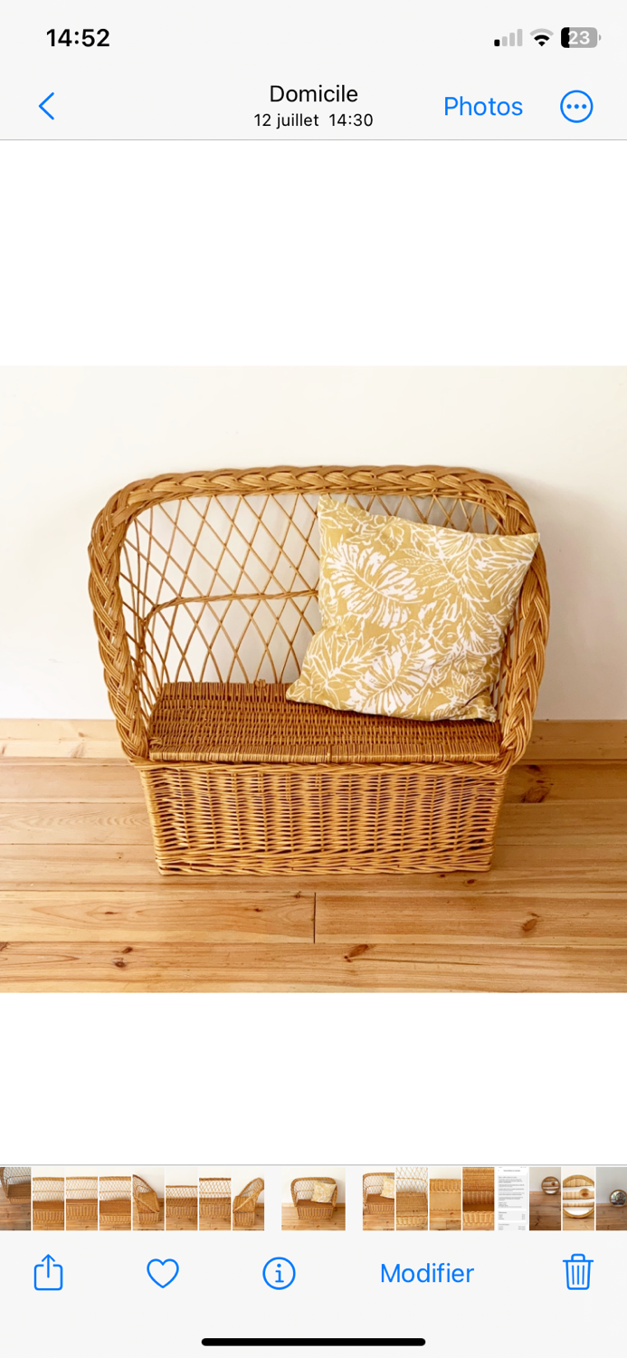 Vintage wicker chest bench