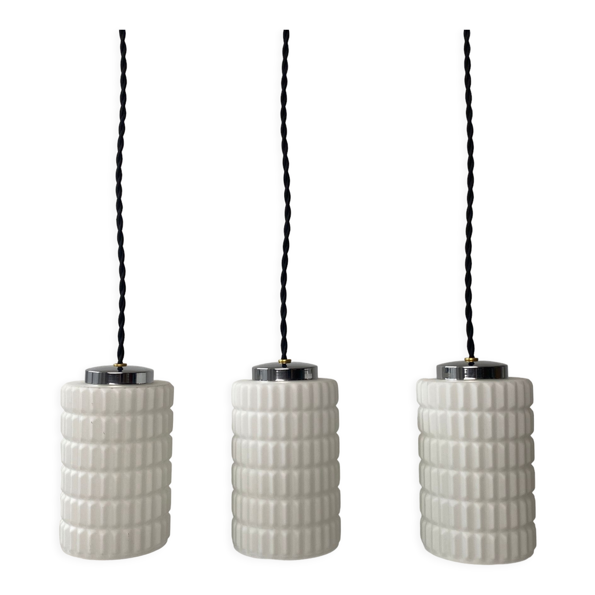 Lot 3 old vintage opaline pendant lamps