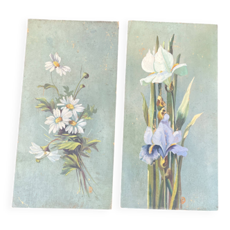 Pair of Antique Paintings – Bouquet of Flowers Still Life