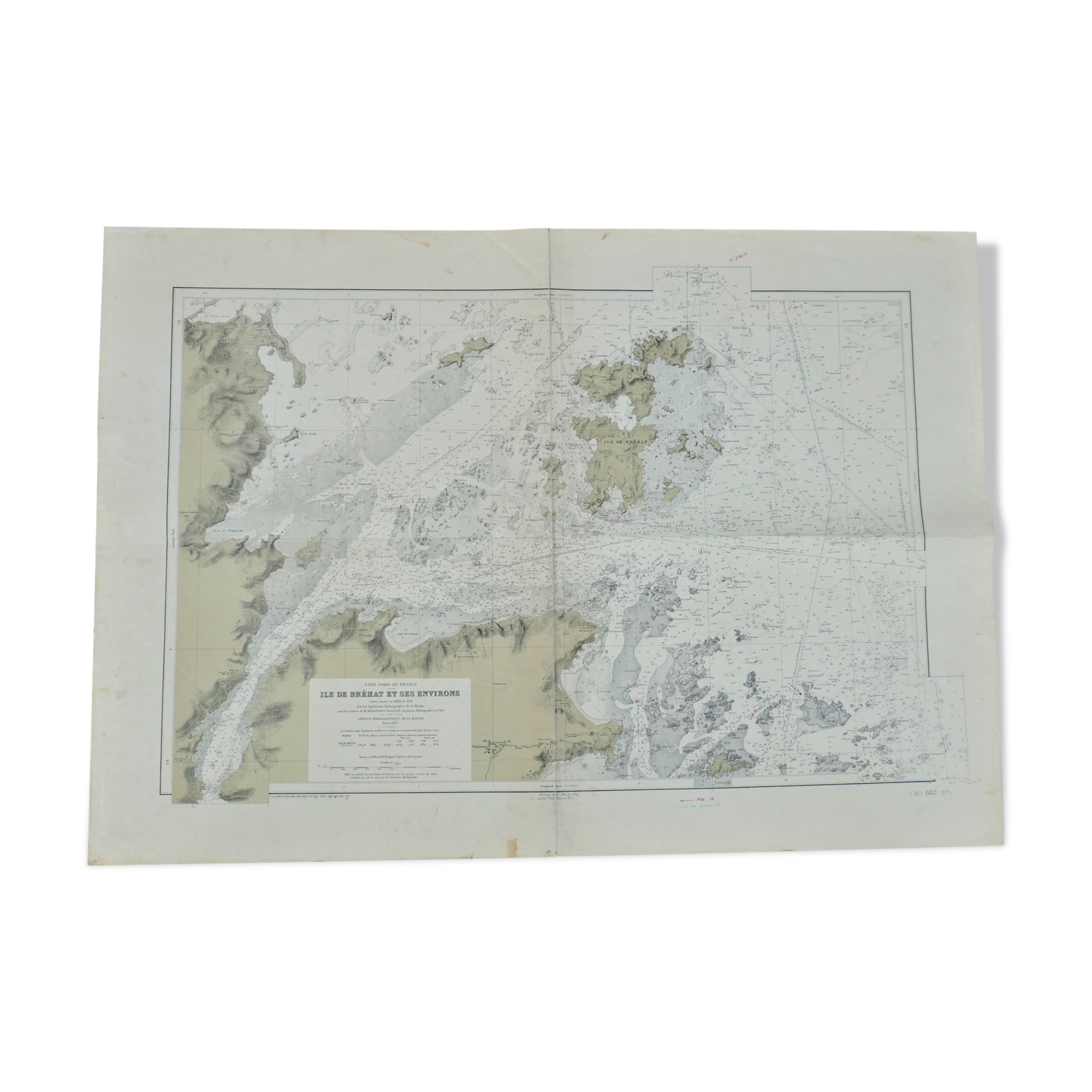 Ancient marine map of the island of Brehat and its surroundings
