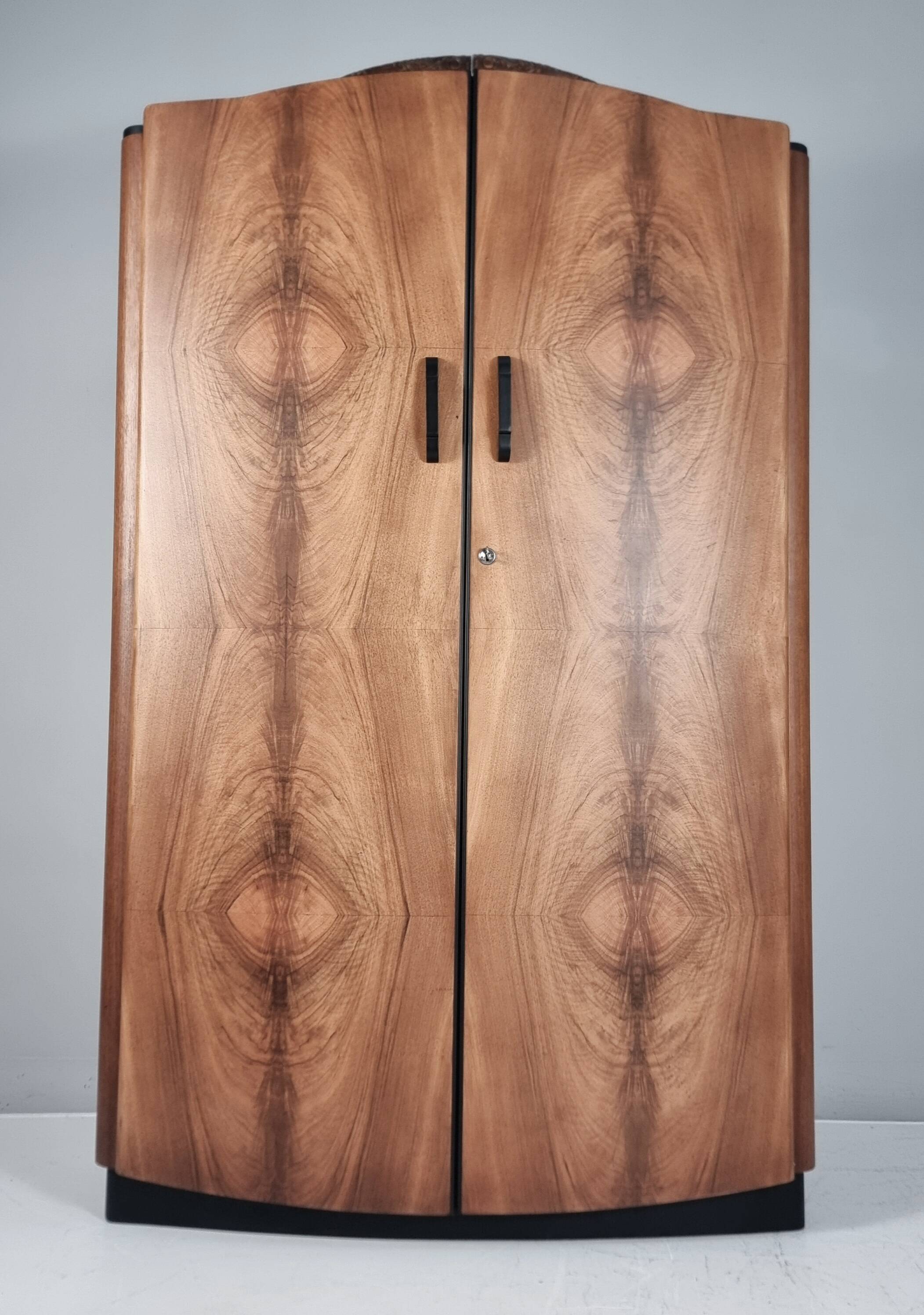 Art Deco Walnut Wardrobe by Jindrich Halabala, 1940s