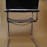 chair design vintage tubes chrome leather black
