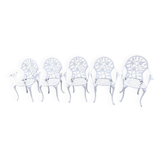 5 cast aluminum garden armchairs