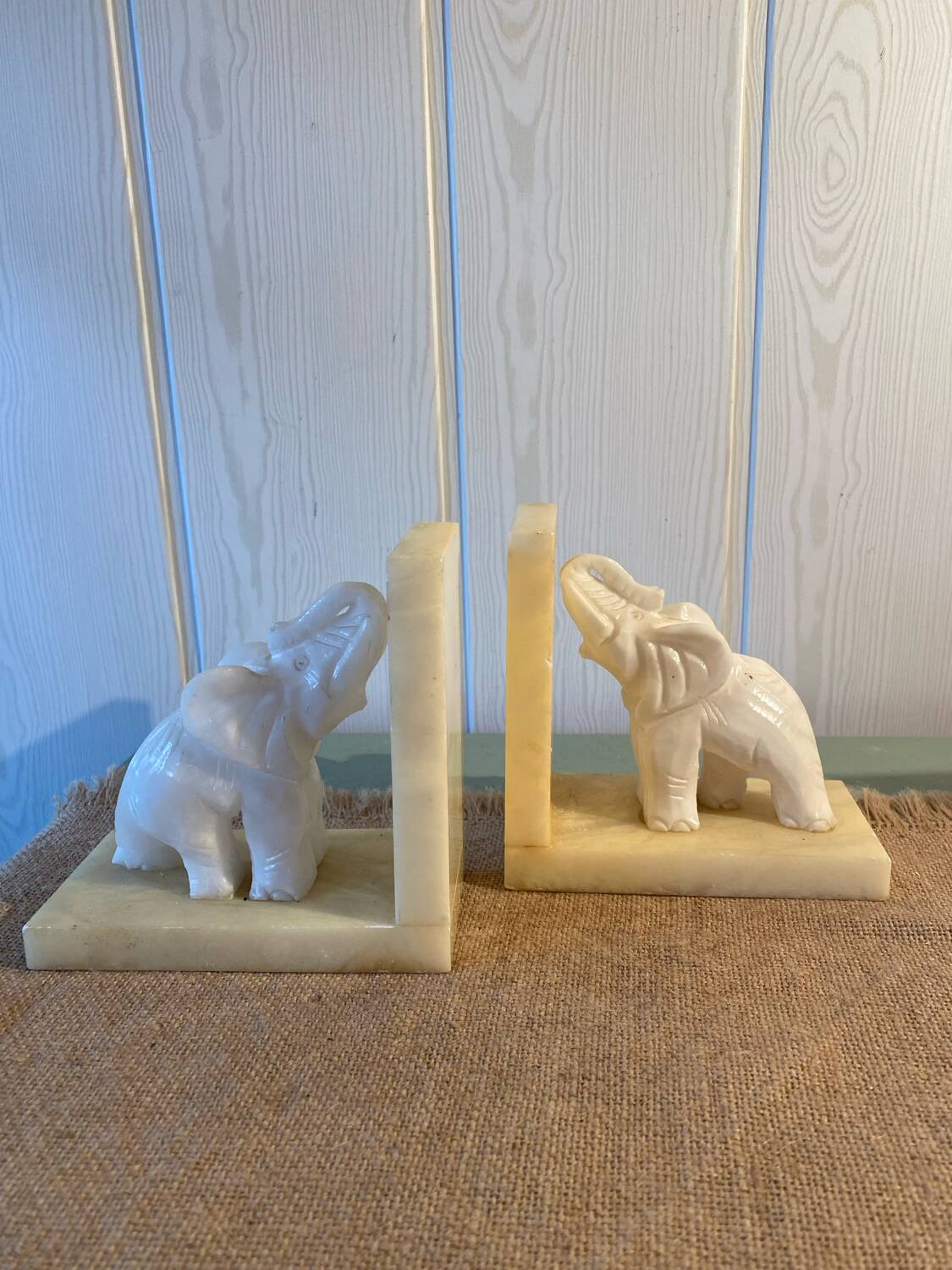 Alabaster Elephant Bookends