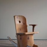 Unique sculptural rocking chair by the Finnish Matti Martikka in solid pine, 1960s.