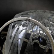 Art Deco sugar bowl, glass, silver-plated brass, Poland, 1920s