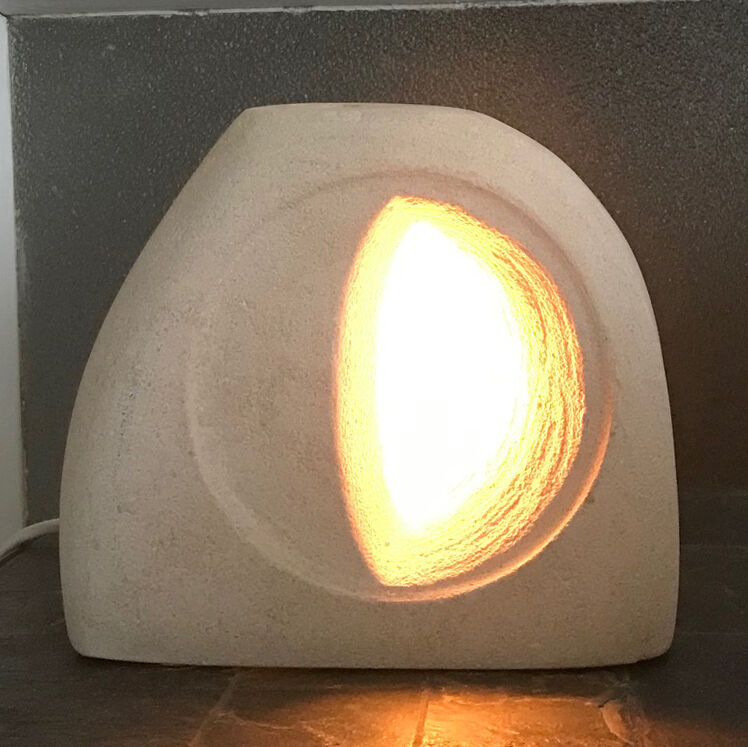 Carved stone lamp signed Arsène Galisson - 1980s