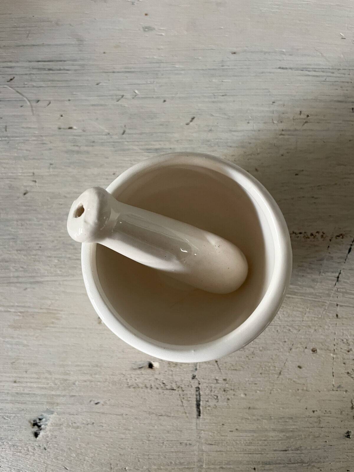 Small vintage porcelain mortar