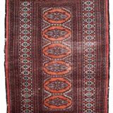 Vintage carpet Uzbek Bukhara handmade 75cm x 132cm 1960s, 1C807