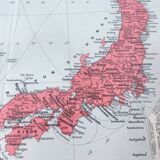 Carte vintage Japon Corée 43x43cm de 1950