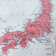 Vintage map of Japan and Korea 43x43cm from 1950.