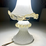 Vintage Murano glass lamp in white and amber opal – Italy, years.