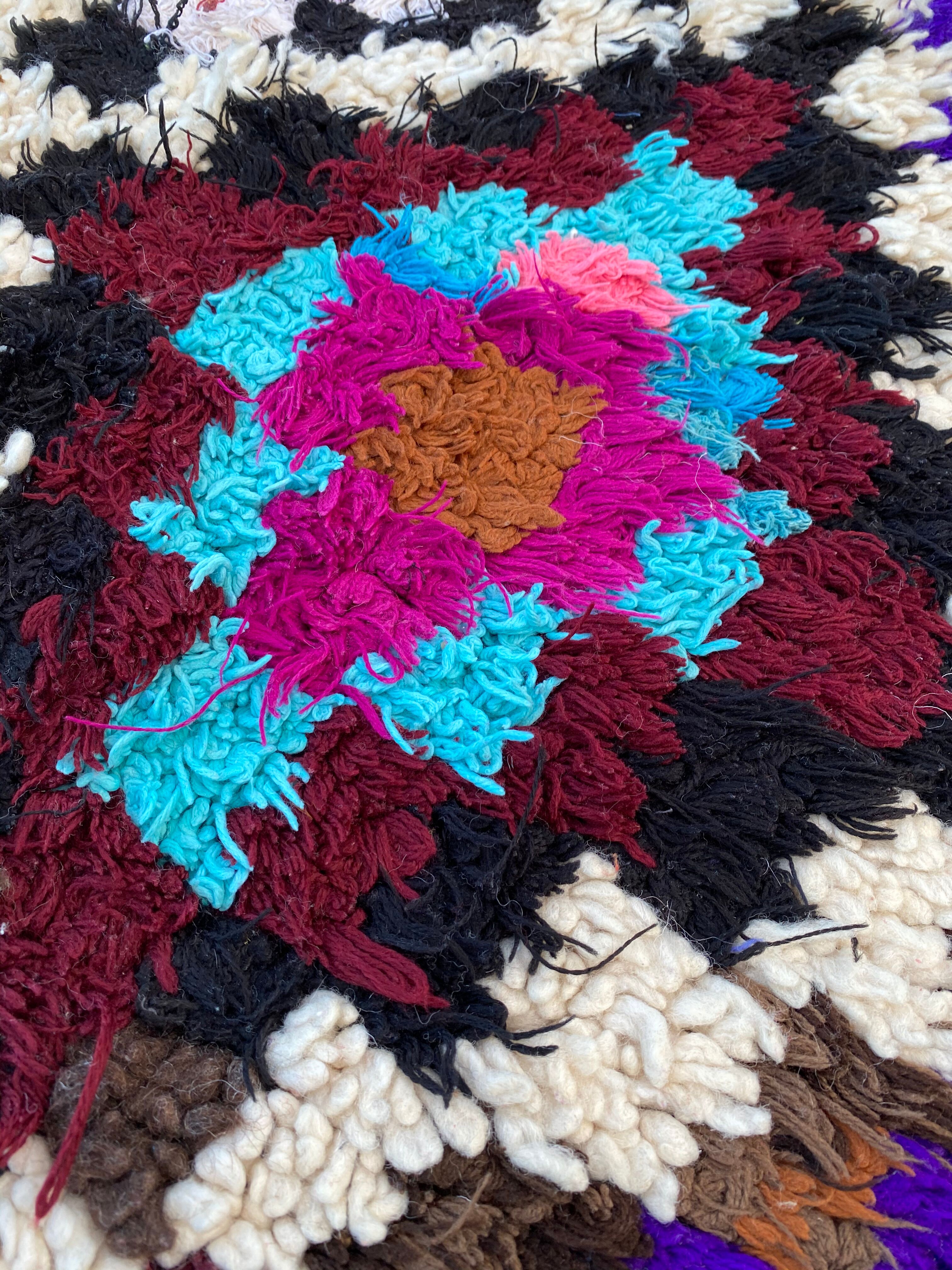 Azilal vintage wool and handmade cotton rug 90x160 cm
