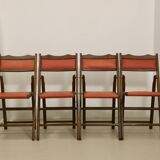 Set of 4 art deco folding chairs in cedar wood from the 1950s,